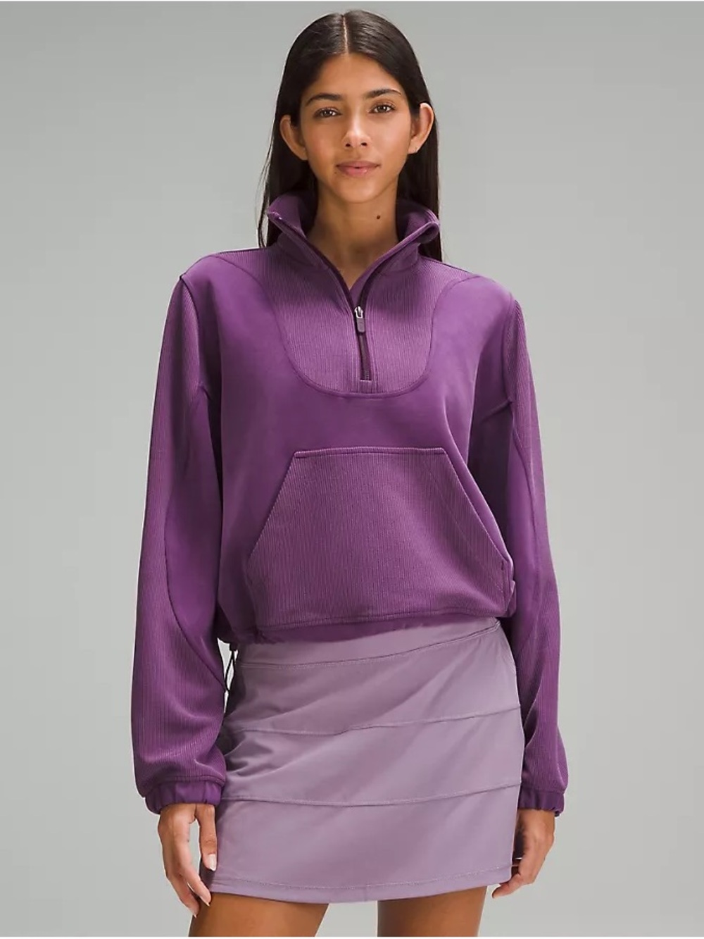 Lululemon Brushed Softstreme Ribbed Half Zip - Dramatic Magenta, Size 8